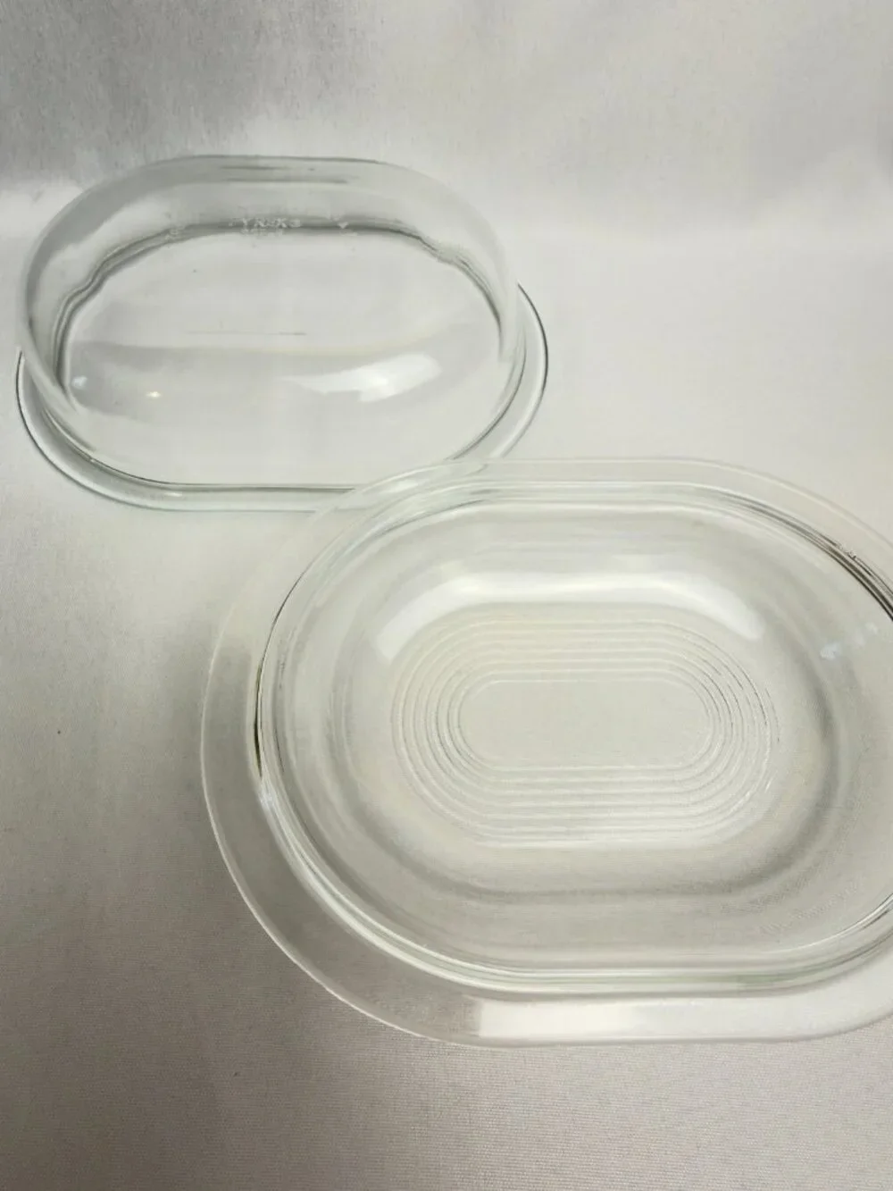 Pyrex Corning Clear Glass Oval Refrigerator Dish with Lid Vintage Kitchenware